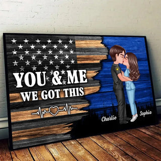 Hero Couple Nation Flag Gift by Occupation For Her, For Him Personalized Poster, Anniversary Gift for Couple