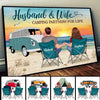 Back View Couple Camping Beach Landscape Personalized Horizontal Poster, Anniversary Gift For Couple