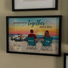 Back View Couple Camping Beach Landscape Personalized Horizontal Poster, Anniversary Gift For Couple