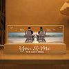 Eternal Sunset Beach Couple Personalized Acrylic Block LED Night Light, Anniversary Gift For Husband, For Wife