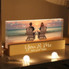 Eternal Sunset Beach Couple Personalized Acrylic Block LED Night Light, Anniversary Gift For Husband, For Wife