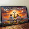 Cross God Gave Me You Couple Sitting Personalized Poster, Anniversary Gift For Him, Her