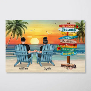 Summer Couple Sitting Be Happy Personalized Poster