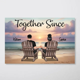 Eternal Sunset Personalized Beach Landscape Couple Poster, Anniversary Gift For Couple, For Him, For Her