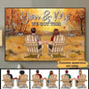 Fall Season Couple Back View Personalized Horizontal Poster