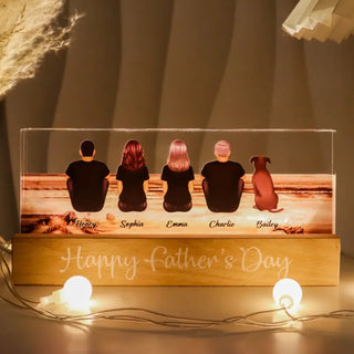 Family Moment Vintage Beach Scene Personalized Acrylic LED Night Light, Perfect Anniversary Gift For Loved Ones