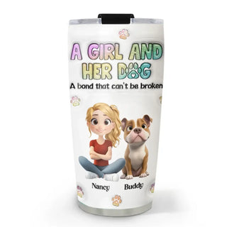 A Girl And Her Dog - Personalized Custom 3D Inflated Effect Tumbler