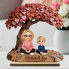 Mom And Daughter Son Under Heart Tree - Personalized 2-Layered Wooden Plaque - Mother's Day Gift For Mom