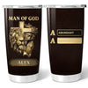 Lion Cross Bible Verse Tumbler - Personalized Man of God Tumbler, Christian Gift for Men