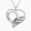 Personalized Heart Necklace with Engraved Names and Birthstones – Gift for Mom