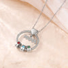 Personalized Circle Pendant Necklace with Birthstones – Gift for Her