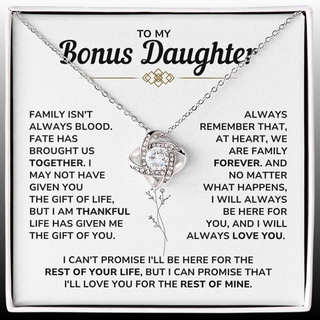 To My Bonus Daughter - We Are Family Forever - Love Knot Necklace Gift Set