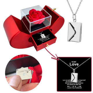 To My Love Necklace | Necklace With a Secret Message Real Rose | Gift Box Rose Flower
