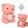 Love Knot Necklace - With Real Rose Bear Giftbox - Rotating Bear Rose Jewelry Box