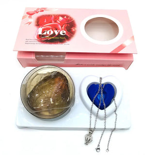 Sterling Silver Heart Cage Locket Necklace Cultured Wish Pearl in Oyster Set