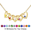 Birthstone Curved Love Engraved Necklace Mother's Day Gift