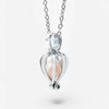 Sterling Silver Heart Cage Locket Necklace Cultured Wish Pearl in Oyster Set