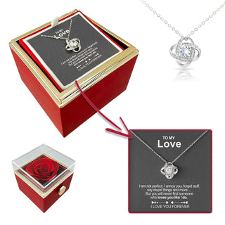 To My Love Necklace | Love knot Necklace With Eternal Rose | Gift Box Rose Flower