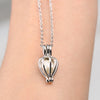 Sterling Silver Heart Cage Locket Necklace Cultured Wish Pearl in Oyster Set