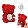 Love Knot Necklace - With Real Rose Bear Giftbox - Rotating Bear Rose Jewelry Box