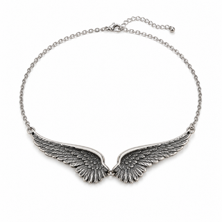 Vintage Angel Wing Necklace for Women – Silver Feather Wings Pendant Jewelry Gift