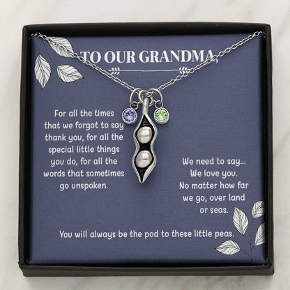 To Our Grandma | For All The Times | Grandma Gift Birthstone Necklace | Peas In a Pod Necklace