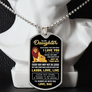 Daughter I'll Always Be With You, Dog Tag Necklace, Gift Idea For Daughter From Dad