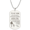 Son Win Or Learn, Engraved Dog Tag Necklace, Inspirational Gift For Son From Dad