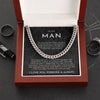 To My Man Necklace, You Make Me Feel, Husband Boyfriend Gift, Cuban Link Chain