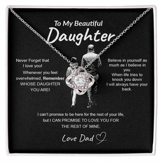 To My Daughter From Dad | Never forger I love you | Love Knot Necklace