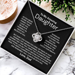 Amazing Daughter Always Be With You, Gift Idea For Daughter From Dad, Love Knot Necklace