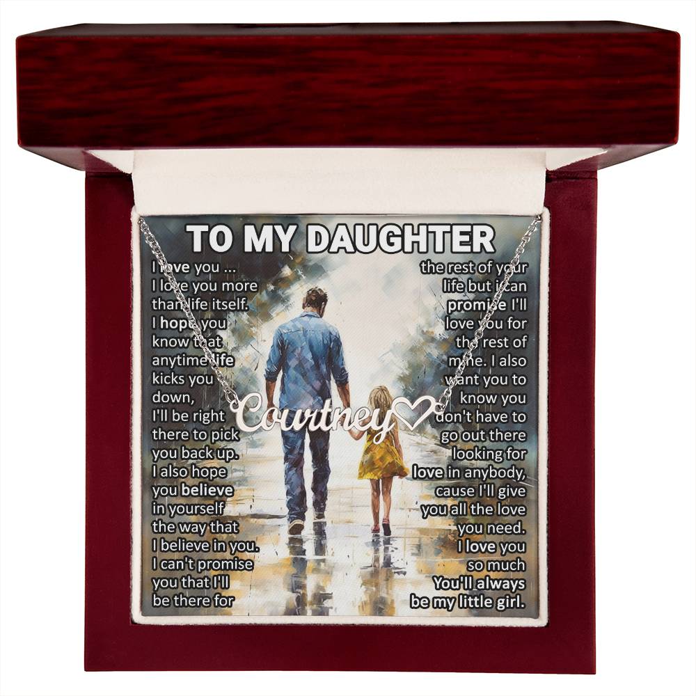 To My Daughter I My Little Girl I Custom Name Necklace, Heart Character
