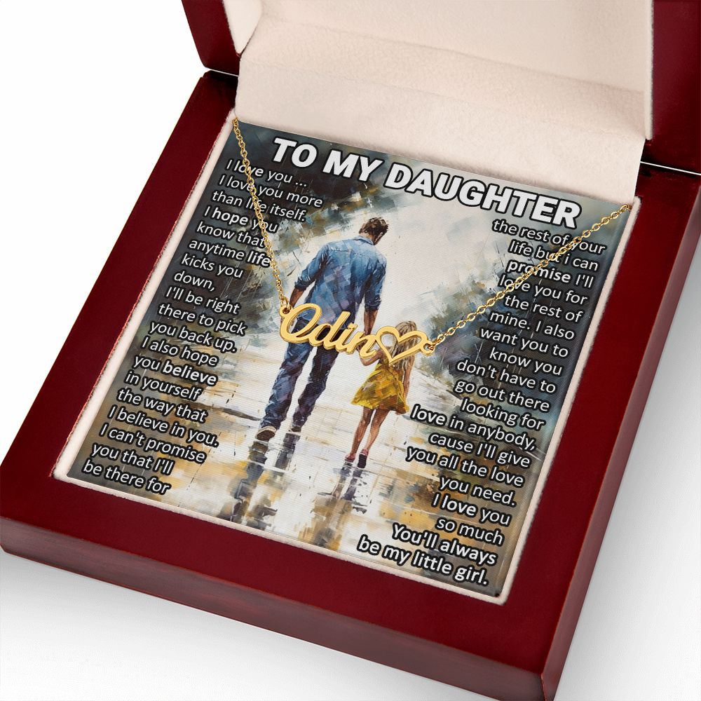 To My Daughter I My Little Girl I Custom Name Necklace, Heart Character