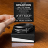 Proud Grandson Bracelet – Men's Leather Cross Gift for Grandson