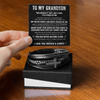 Grandson Love Bracelet – Men's Cross Leather Keepsake Gift for Grandson