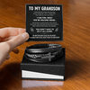 Grandson Strength Bracelet – Men's Cross Leather Gift for Grandson