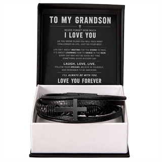 To My Grandson Cross Bracelet – Inspirational Christian Bracelet Gift for Grandson