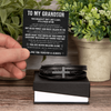 Grandson Love Bracelet – Men's Cross Leather Keepsake Gift for Grandson
