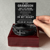 Proud Grandson Bracelet – Men's Leather Cross Gift for Grandson