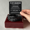 Grandson Strength Bracelet – Men's Cross Leather Gift for Grandson