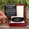 Grandson Love Bracelet – Men's Cross Leather Keepsake Gift for Grandson