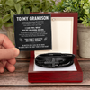 Grandson Strength Bracelet – Men's Cross Leather Gift for Grandson