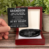 Proud Grandson Bracelet – Men's Leather Cross Gift for Grandson