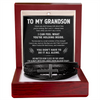 Grandson Strength Bracelet – Men's Cross Leather Gift for Grandson