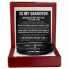 Grandson Love Bracelet – Men's Cross Leather Keepsake Gift for Grandson