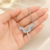 Small Angel Wing Necklace for Women – Crystal Silver Wings Pendant Jewelry Gift