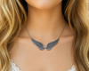 Vintage Angel Wing Necklace for Women – Silver Feather Wings Pendant Jewelry Gift
