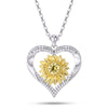 Sunflower Heart Pendant – Sparkling Love Necklace - Perfect Gift for Mom, for Wife, for Girlfriend