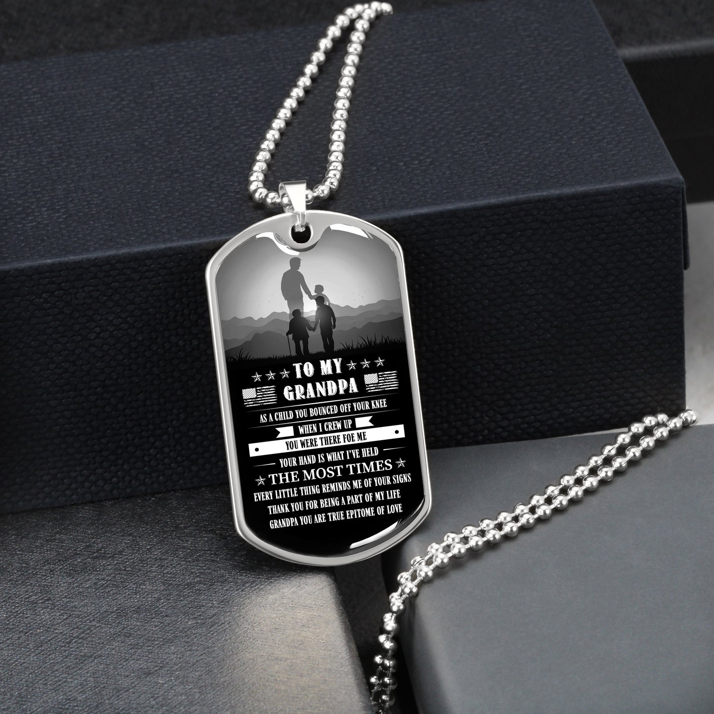 To My Grandpa - You Are True Epitome Of Love, Dog Tag necklace Meaningful Message to Grandparent
