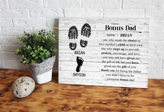 Personalized Canvas Wall Art "Bonus Dad" - Names Premium Canvas, Gift For Dad (1.25")